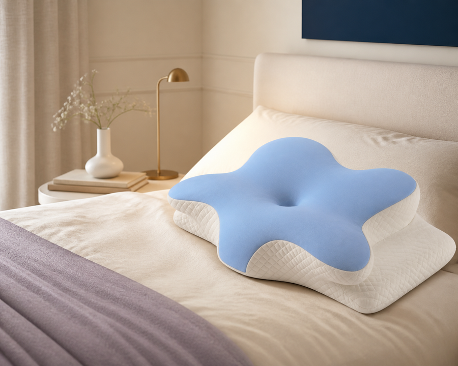 Taie pour oreiller ergonomique – bleu, rose ou gris