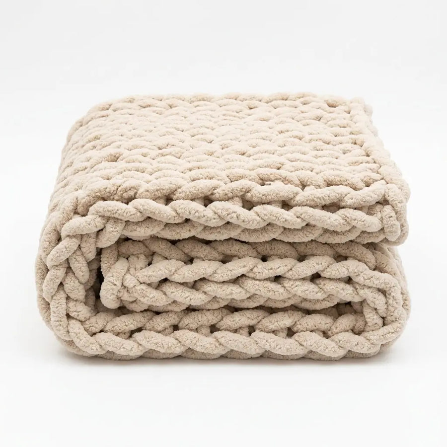 Plaid en grosse maille tressée – formats 100 à 150 cm
