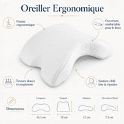 Oreiller ergonomique avec passage pour le bras