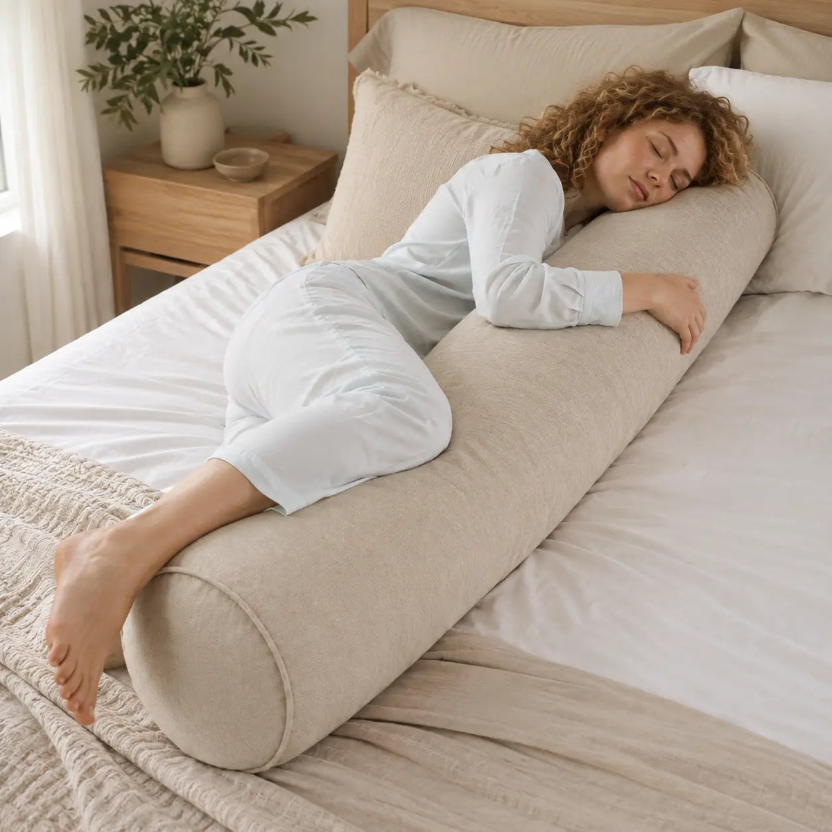 Traversin de position en coton et lin – 70 à 180 cm