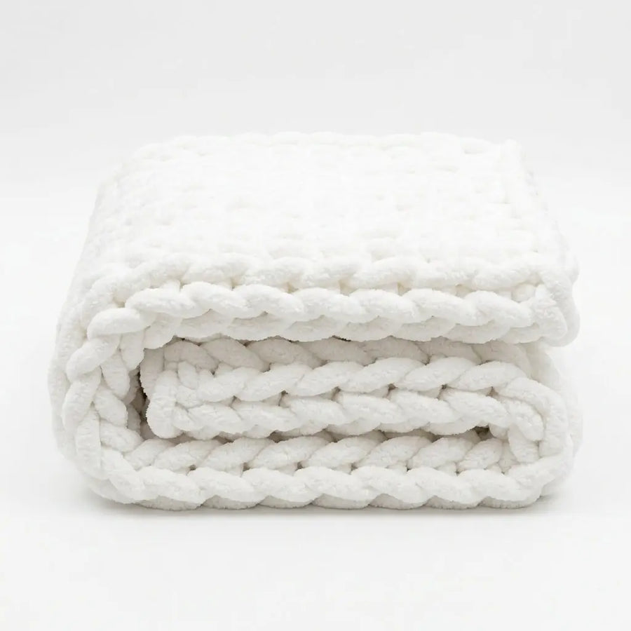 Plaid en grosse maille tressée – formats 100 à 150 cm