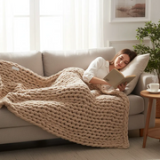Plaid en grosse maille tressée – formats 100 à 150 cm